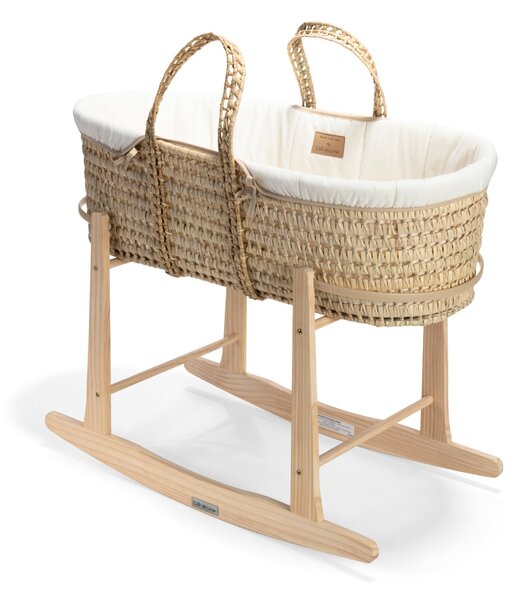 Clair de Lune Organic Palm Moses Basket With Natural Rocking Stand