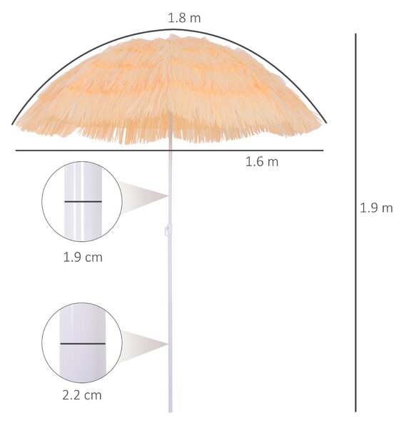 Outsunny Waterproof Patio Garden Hawaii Beach Sun Umbrella Sunshade Hawaiian Folding Tilting Crank Parasol (Wheat) Aosom UK