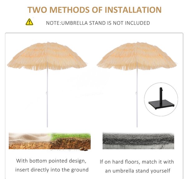 Outsunny Waterproof Patio Garden Hawaii Beach Sun Umbrella Sunshade Hawaiian Folding Tilting Crank Parasol (Wheat) Aosom UK