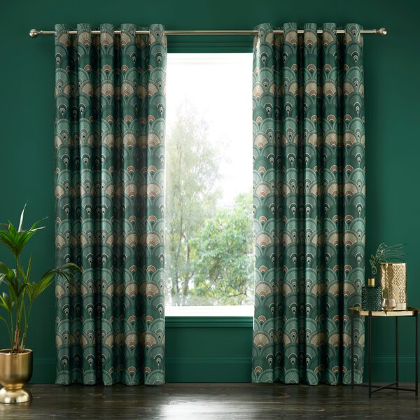 Pierre Fan Emerald Blackout Eyelet Curtains