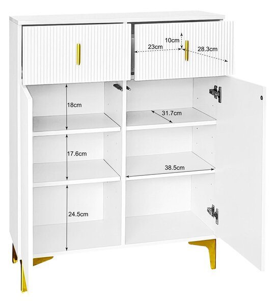 Practical Wardrobe Set with Shoe Bench and Cushion, Wave Texture, Closet Set Perfect for Entryway, 60.5L x 35W x 180.5H cm, White Aosom UK