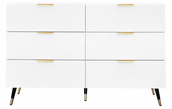 Elegant Sideboard with Modern Design, Chest of Drawers and Storage Space, Cabinet for Space-Saving Room, 120L x 40W x 77H cm, White+Gold Aosom UK