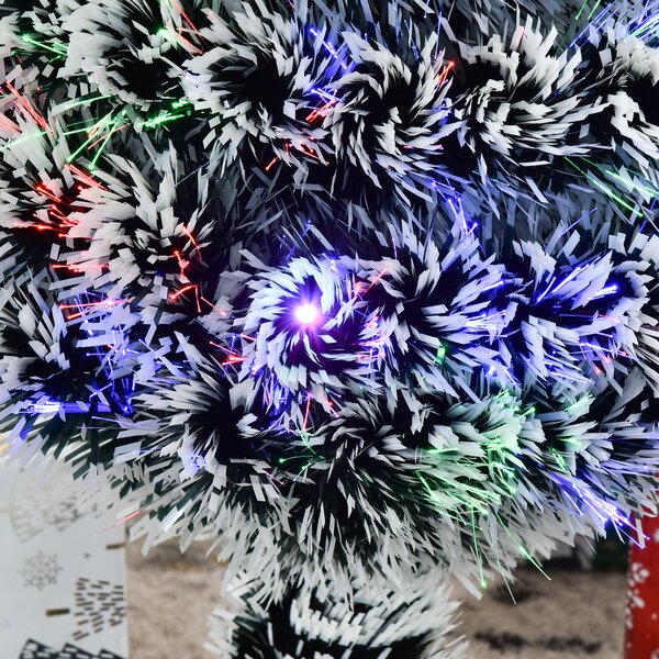 HOMCOM 3ft 90cm Green/White Artificial Christmas Tree W/ Prelit LED Aosom UK