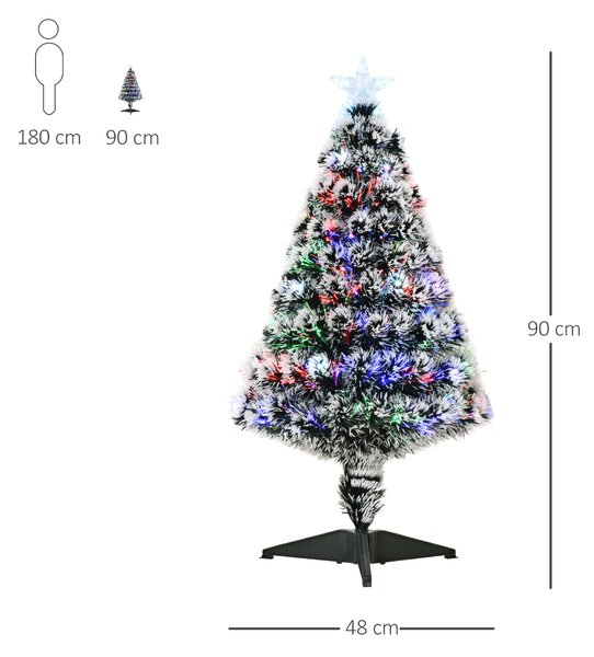 HOMCOM 3ft 90cm Green/White Artificial Christmas Tree W/ Prelit LED Aosom UK
