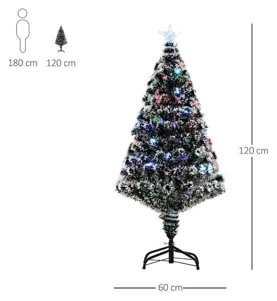 HOMCOM 4ft 120cm Green/White Artificial Christmas Tree W/ Prelit LED