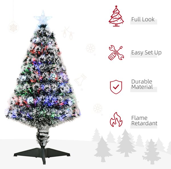 HOMCOM 3ft 90cm Green/White Artificial Christmas Tree W/ Prelit LED Aosom UK