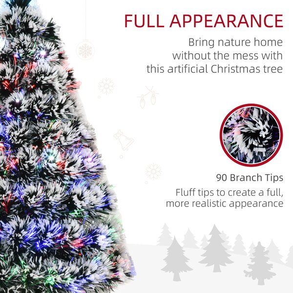 HOMCOM 3ft 90cm Green/White Artificial Christmas Tree W/ Prelit LED Aosom UK