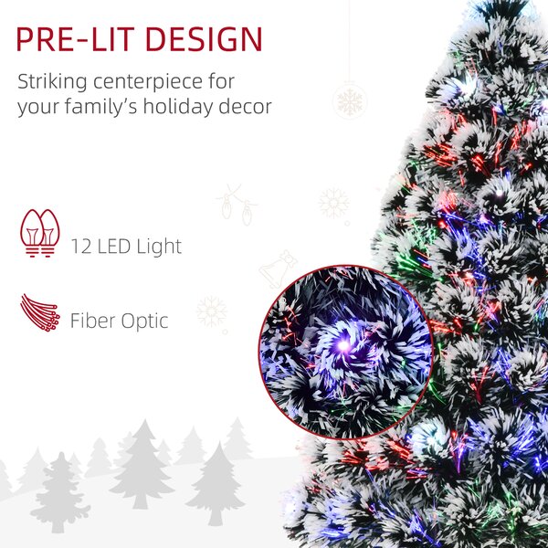 HOMCOM 3ft 90cm Green/White Artificial Christmas Tree W/ Prelit LED Aosom UK