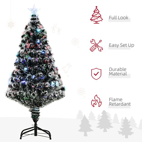 HOMCOM 4ft 120cm Green/White Artificial Christmas Tree W/ Prelit LED