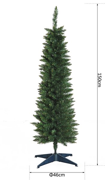 HOMCOM 1.5m Artificial Christmas Pine Tree W/Plastic Stand-Green