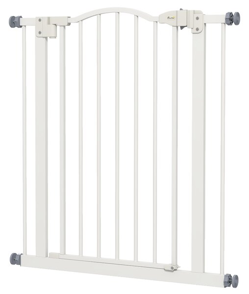 PawHut Adjustable Metal Pet Gate, Safety Barrier with Auto-Close Door, for Dogs and Cats, White