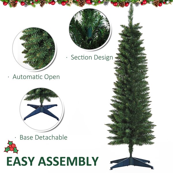 HOMCOM 1.5m Artificial Christmas Pine Tree W/Plastic Stand-Green