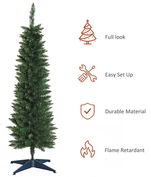 HOMCOM 1.5m Artificial Christmas Pine Tree W/Plastic Stand-Green