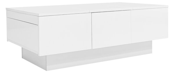 Contemporary Coffee Table with 2 Drawers and Large Storage Space, High Gloss Finish, Modern Living Room Centerpiece, 100x55x35 cm, White Aosom.UK