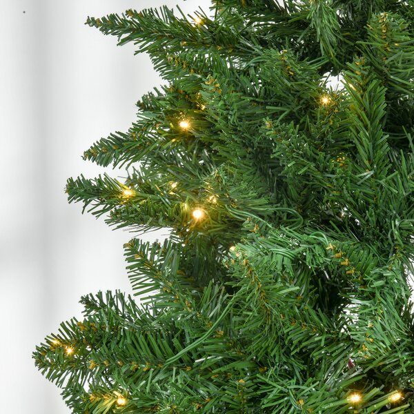 HOMCOM 6ft Prelit Christmas Tree Artificial Tree Warm White LED Light Holiday Home Xmas Decoration, Green Aosom UK