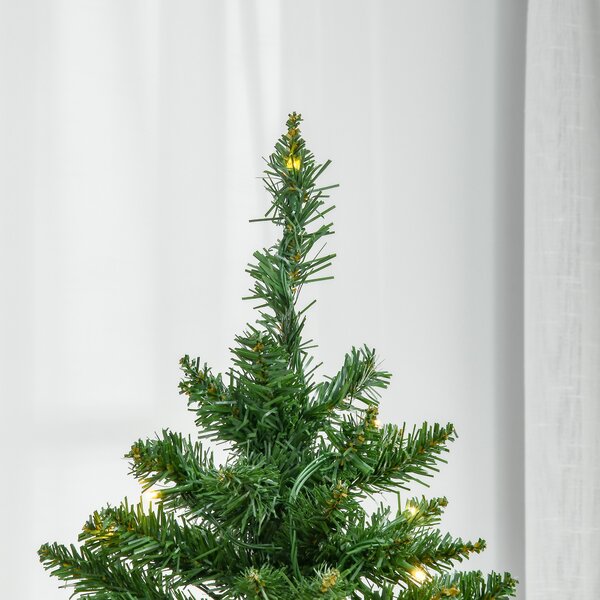 HOMCOM 6ft Prelit Christmas Tree Artificial Tree Warm White LED Light Holiday Home Xmas Decoration, Green Aosom UK