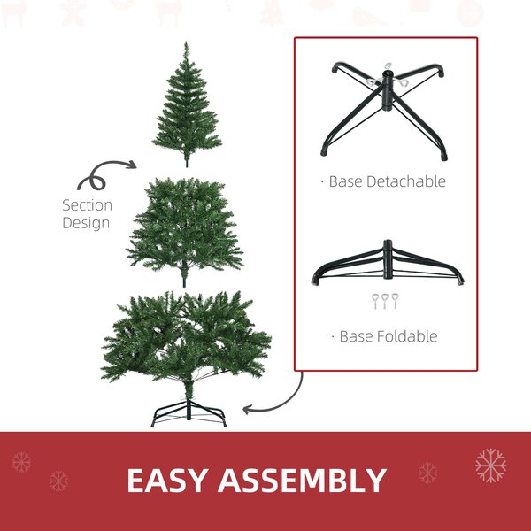 HOMCOM 6ft Prelit Christmas Tree Artificial Tree Warm White LED Light Holiday Home Xmas Decoration, Green Aosom UK