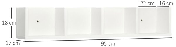 HOMCOM Wall Mount 84 CD / 56 DVD/Blu-ray/ Media Storage Rack 4 Cubes, Wooden Shelf Organiser Unit Bookcase Display, Set of 2, White