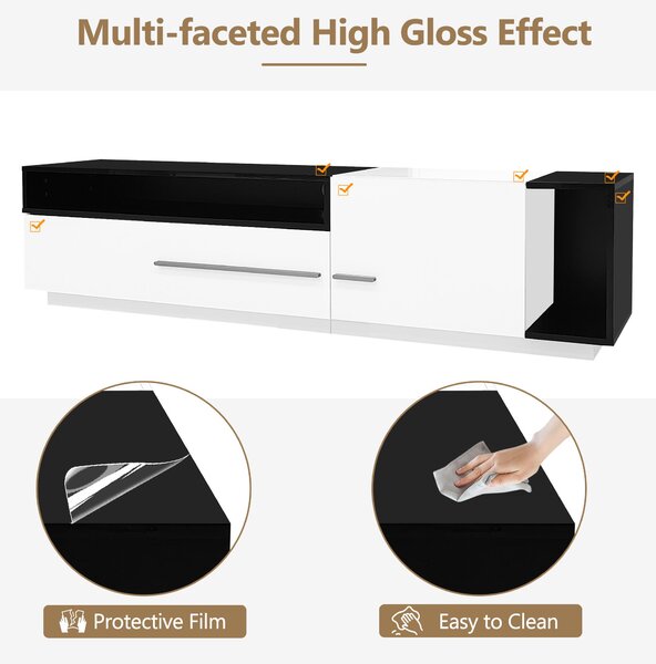 TV Unit with Storage, Modern TV Stand with Waterproof and Scratch-resistant Surface, Up 70in TV Size White+Black Aosom UK