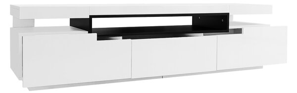 Modern TV Stand Unit with LED Lights and High Gloss Front, 3 Drawers and Open Storage, TV Stand Cabinet, Fit 70-inch TV, 160x39x42cm, White Aosom.UK