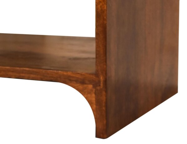 100% Solid Wood Newton Bedside Table with Drawer and Open Shelf, Handcrafted Desk with Stain-Based Finish, 35L x 45W x 50H cm, Brown Aosom UK