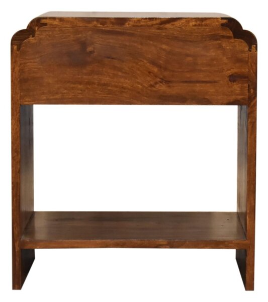 100% Solid Wood Newton Bedside Table with Drawer and Open Shelf, Handcrafted Desk with Stain-Based Finish, 35L x 45W x 50H cm, Brown Aosom UK