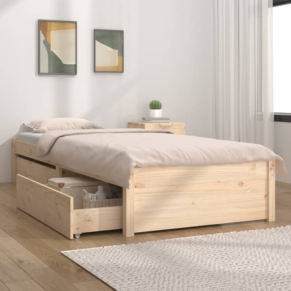 Bed Frame with Drawers 75x190 cm 2FT6 Small Single