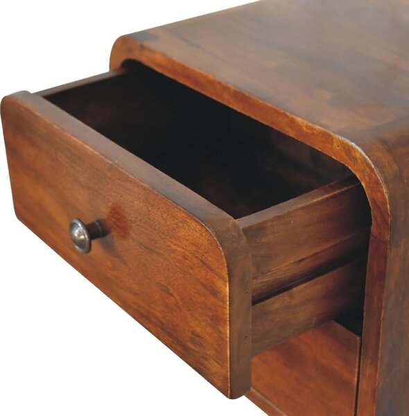 Solid Mango Wood Floating Mini Bedside with 2 Smooth-Gliding Drawers, Handcrafted Desk with Stain-based Finish, 25L x 30W x 25H cm, Brown Aosom UK