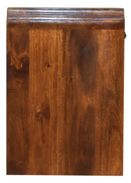 100% Solid Wood Newton Bedside Table with Drawer and Open Shelf, Handcrafted Desk with Stain-Based Finish, 35L x 45W x 50H cm, Brown Aosom UK