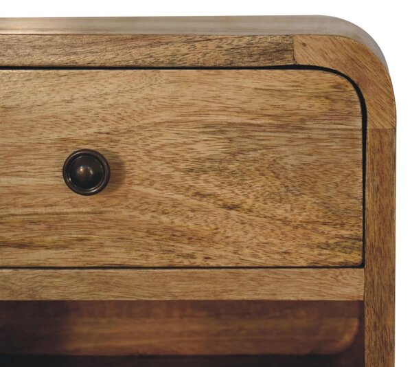 Solid Wood Mini Floating Bedside with Drawer and Open Shelf, Space-Saving Desk with Sturdy Steel Frame, 25L x 30W x 25H cm, Brown Aosom UK