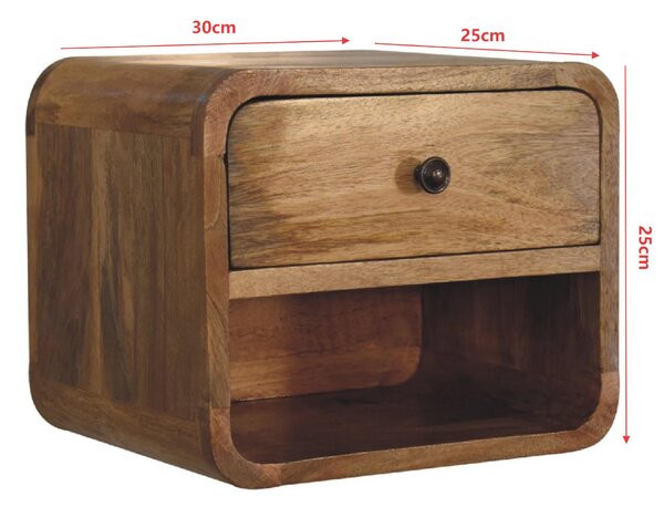 Solid Wood Mini Floating Bedside with Drawer and Open Shelf, Space-Saving Desk with Sturdy Steel Frame, 25L x 30W x 25H cm, Brown Aosom UK