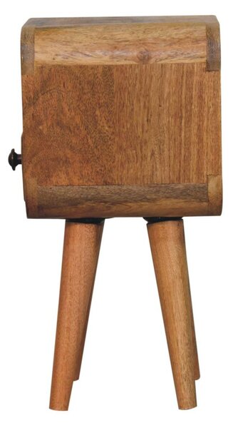 Mango Wood Narrow Curved Nightstand, Bedroom Side Table w/Spacious Drawer & Open Slot, Brown Aosom UK