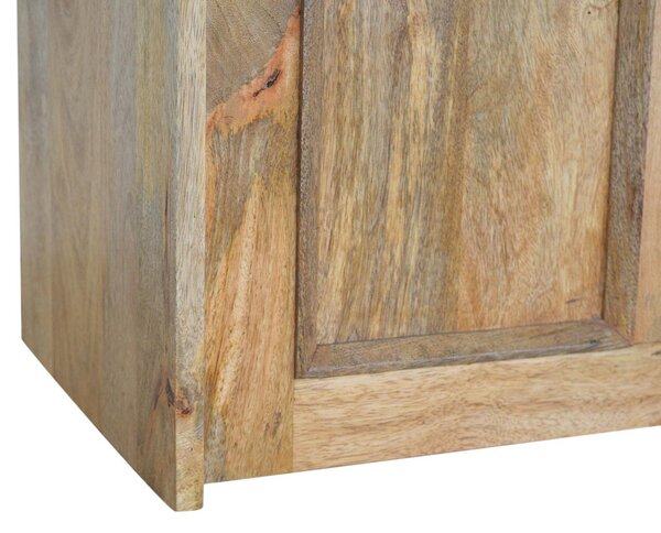 Solid Mango Wood Small Storage Bench with Clear Natural Finish and Storage Box, Storage Stool for Living Room, 35L x 60W x 90H cm, Brown Aosom UK