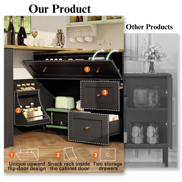Extendable Bar Table with Storage Space, 360° Rotating Base, Snack Shelf, Bistro Table with Folding Drawers, 204L x 39W x 105H cm, Black Aosom UK