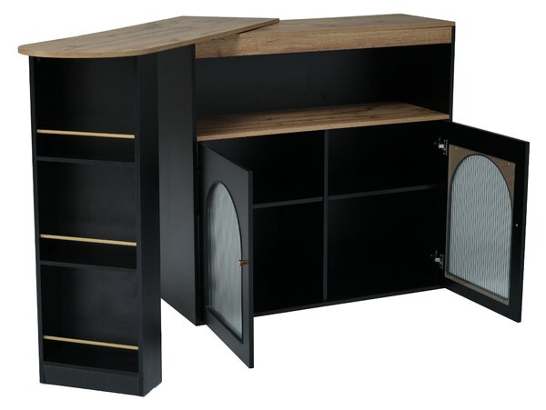 Modern Extendable Dining Table with Storage and LED Strip, Kitchen Island with Extendable Swivel Dining Table, 138-193x39x105 cm, Black Aosom UK