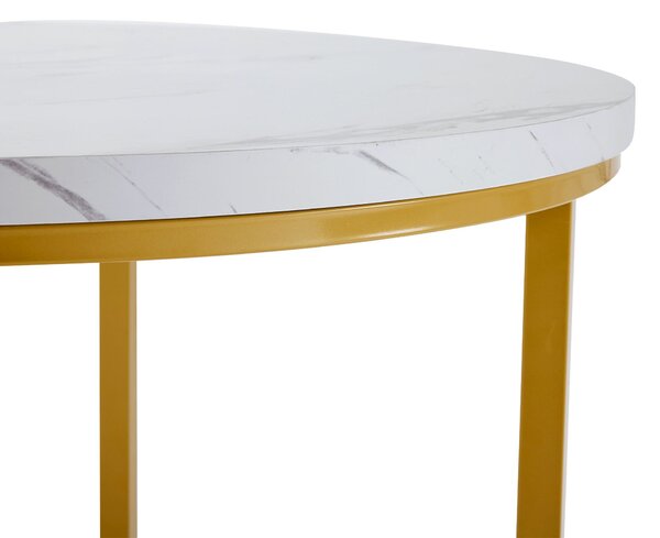 Dining Table and Chairs with 4 Velvet Chairs, MDF Top, Gold-Plated Iron Frame, Ideal for Living Room, 80L x 80W x 75H cm, White+Gold Aosom UK