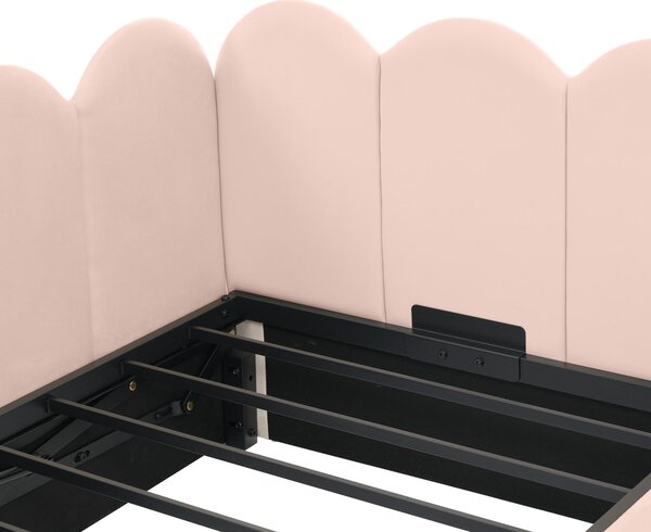 3FT Upholstered Bed with Hydraulic Storage, Metal Slatted Frame, Velvet Single Ottoman Bed for Children, 200L x 97W x 76H cm, Pink Aosom UK