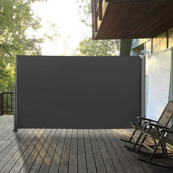 Outsunny Retractable Side Awning, Sun Screen Fence for Patio Garden, Wall Balcony Privacy Divider, 3x1.8M, Grey