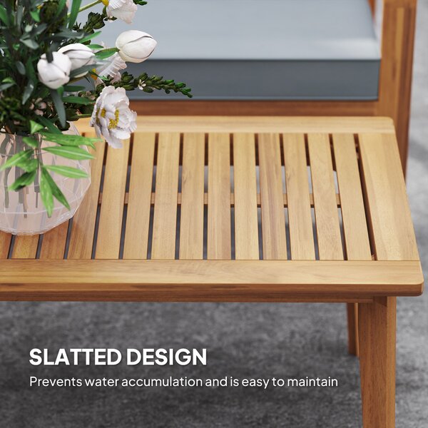 Outsunny 4-Piece Wooden Garden Furniture Set with Cushions - Teak