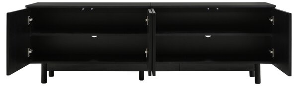 Modern Lowboard TV Cabinet with Push-to-Open Doors and Adjustable Shelves, Durable TV Stand for Living Room, 175L x 38W x 56H cm, Black Aosom UK