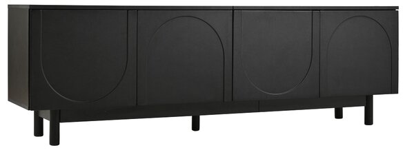 Modern Lowboard TV Cabinet with Push-to-Open Doors and Adjustable Shelves, Durable TV Stand for Living Room, 175L x 38W x 56H cm, Black Aosom UK