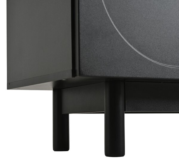 Modern Lowboard TV Cabinet with Push-to-Open Doors and Adjustable Shelves, Durable TV Stand for Living Room, 175L x 38W x 56H cm, Black Aosom UK