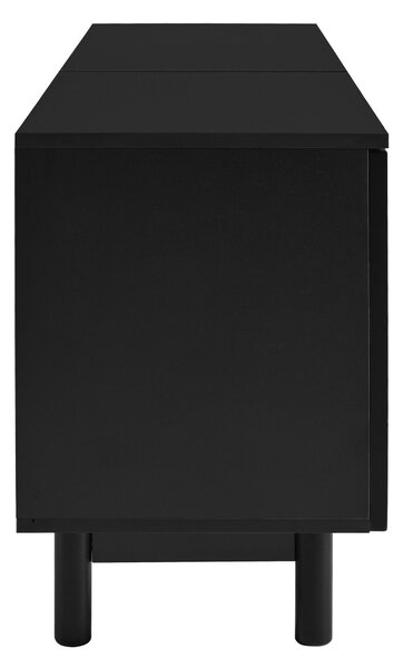 Modern Lowboard TV Cabinet with Push-to-Open Doors and Adjustable Shelves, Durable TV Stand for Living Room, 175L x 38W x 56H cm, Black Aosom UK