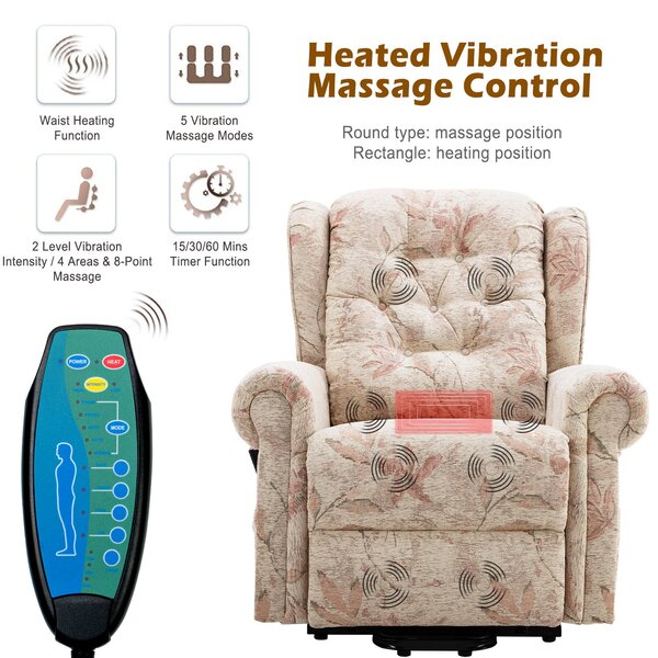 Dual Motor Power Lift Recliner Chair with Heat Massage and Infinite Position Lay Flat, Side Pockets, for Elderly , 92x98x107 cm, Beige Aosom UK