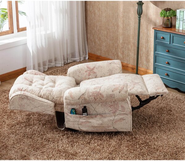 Dual Motor Power Lift Recliner Chair with Heat Massage and Infinite Position Lay Flat, Side Pockets, for Elderly , 92x98x107 cm, Beige Aosom UK