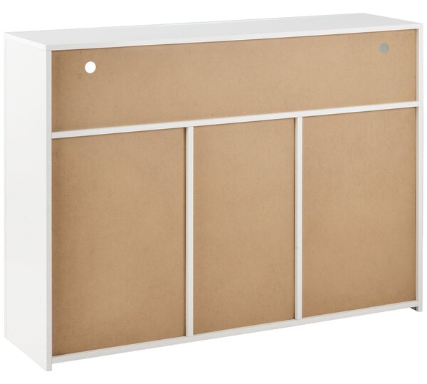 Modern Sideboard Cabinet with LED Lights, High Gloss Design, 3-Door Remote Control Kitchen Unit for Home Decor, 130x35x95 cm, White Aosom.UK
