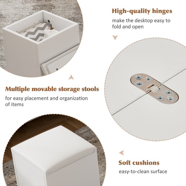 Child-Friendly Lift-Up Coffee Table with Hydraulic Mechanism, Hidden Storage, Adjustable Height, Modern Sofa Table for Living Room, White Aosom UK
