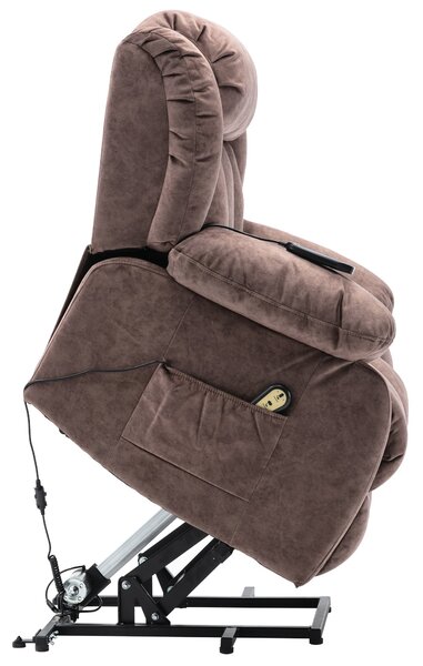 Power Lift Recliner Massage Chair with Heat and Vibration, Heavy Duty Safety Motion for Elderly, Easy Assembly, 96x95x100 cm, Brown Aosom UK