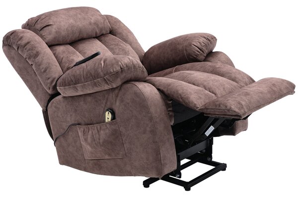 Power Lift Recliner Massage Chair with Heat and Vibration, Heavy Duty Safety Motion for Elderly, Easy Assembly, 96x95x100 cm, Brown Aosom UK