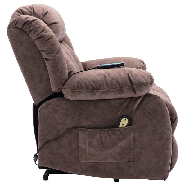 Power Lift Recliner Massage Chair with Heat and Vibration, Heavy Duty Safety Motion for Elderly, Easy Assembly, 96x95x100 cm, Brown Aosom UK